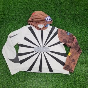 NIKE Pinwheel Crop-Top Hoodie Womens M/L 20x20 Baggy Boxy Lightweight Knit